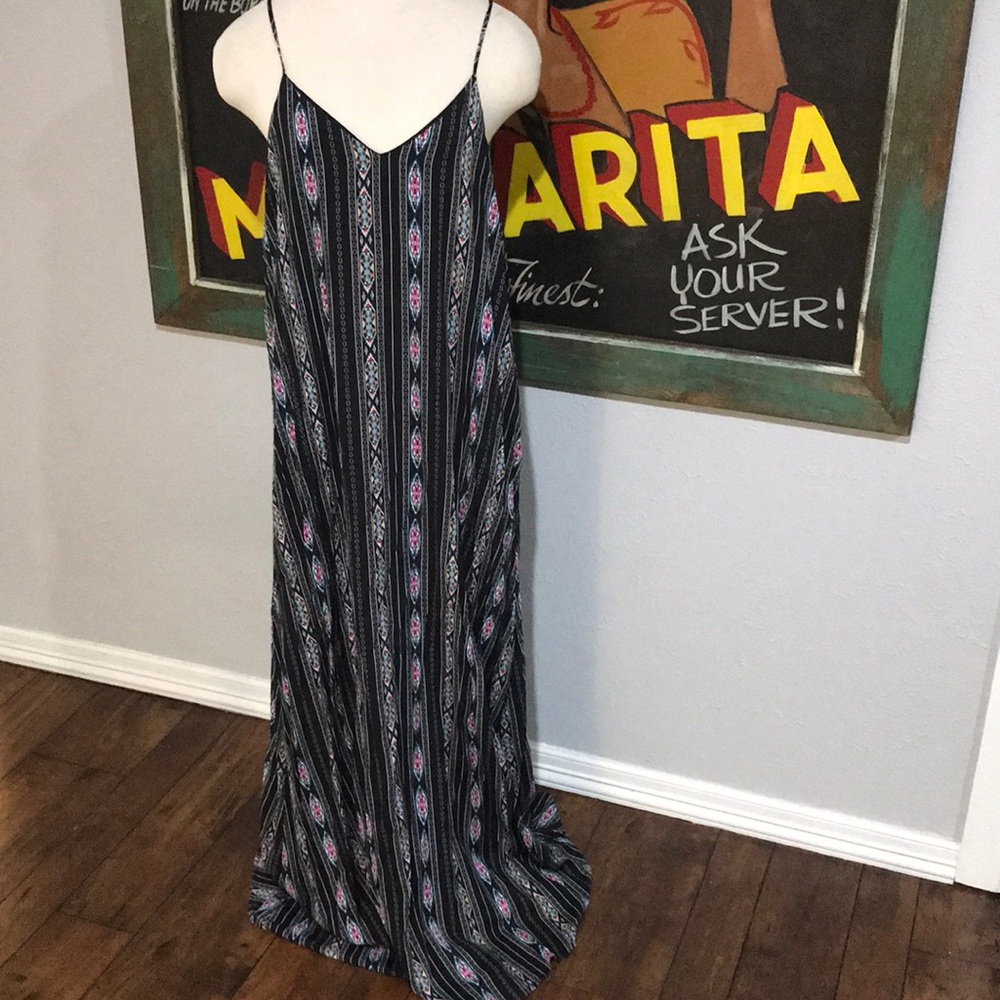 Ya Los Angeles Black Maxi Print Dress